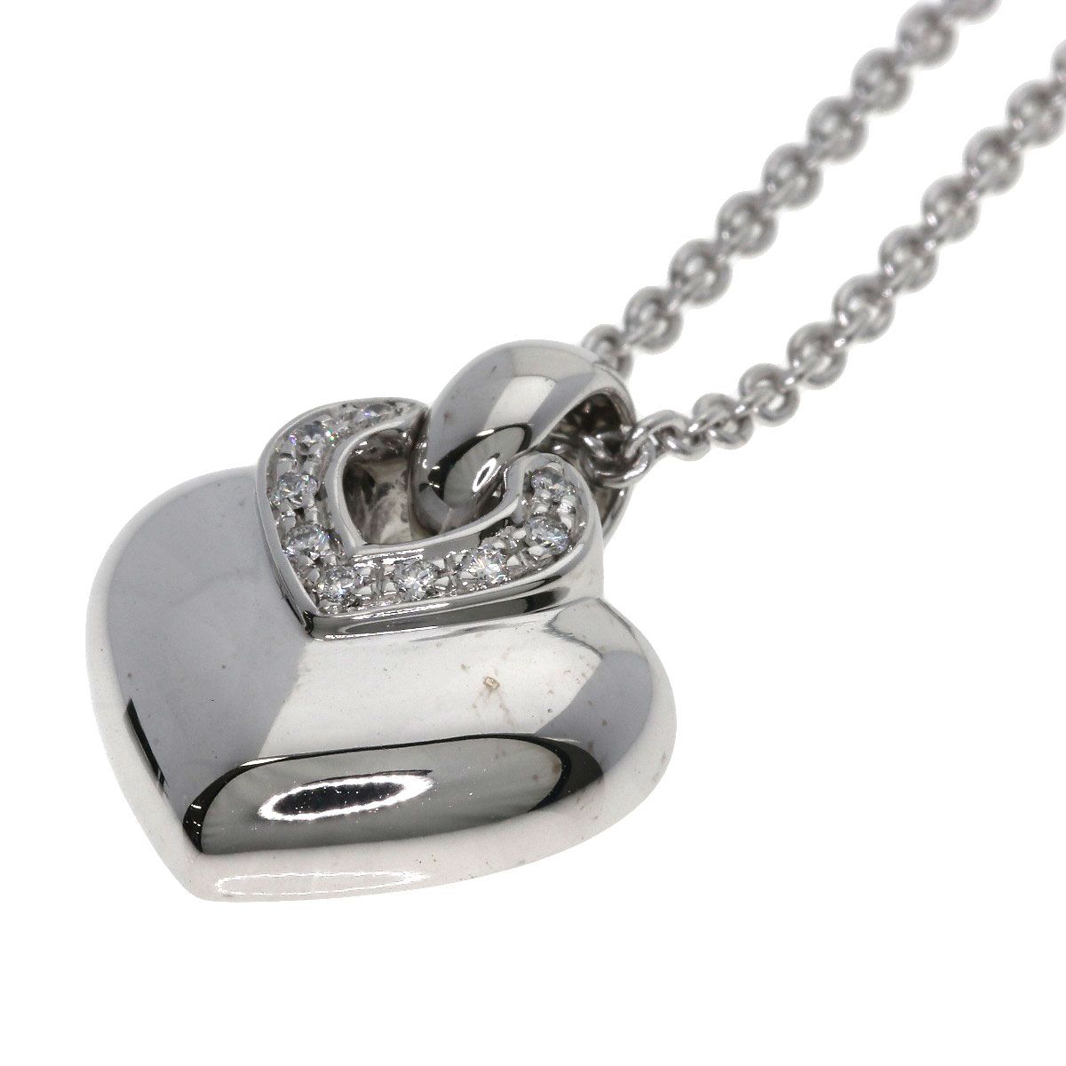 Bvlgari Doppio Cuore Diamond Necklace 18k White Gold — view 6