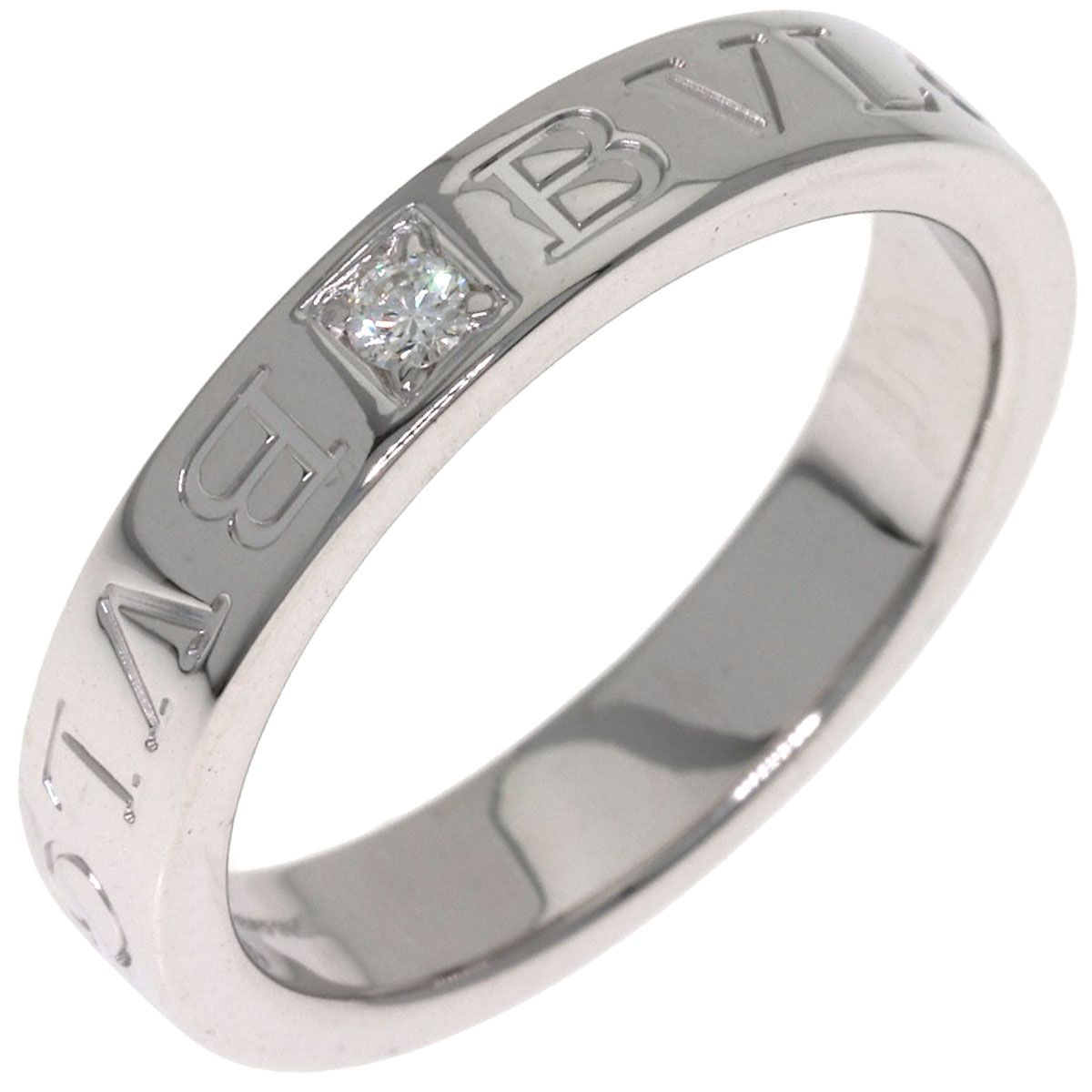 Bvlgari Double Logo Diamond Ring 18k White Gold — view 2