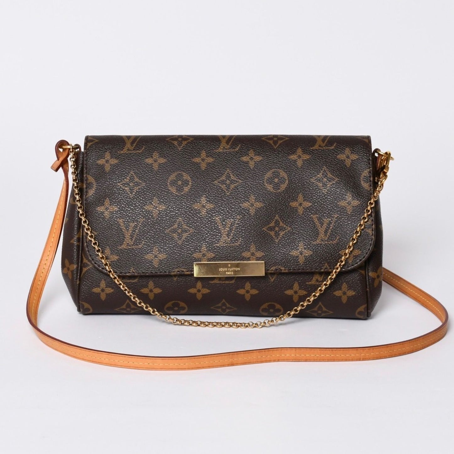 Louis Vuitton Monogram Favorite MM Shoulder Bag Brown Gold