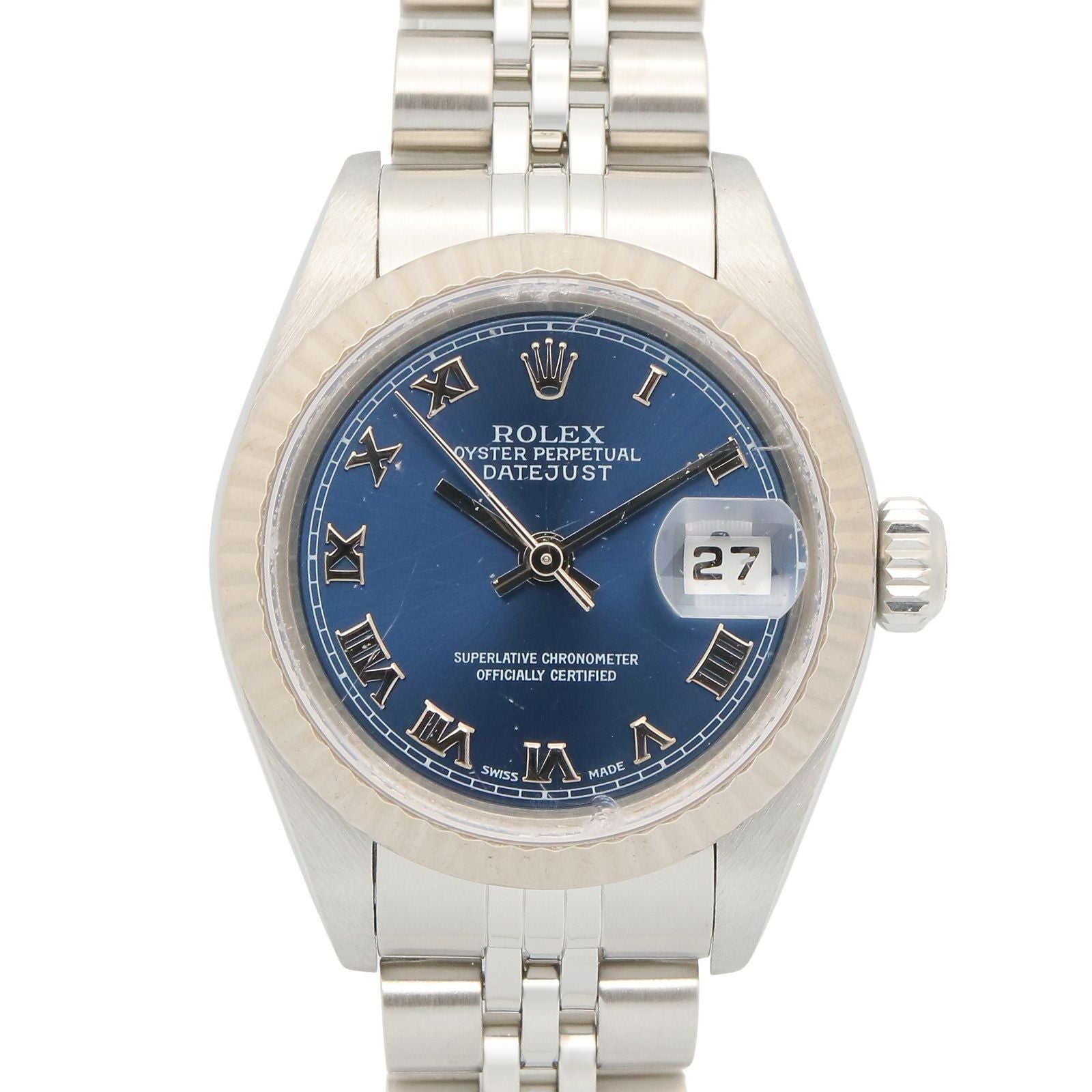 Rolex Datejust P Number BL RO 18k White Gold Stainless Steel