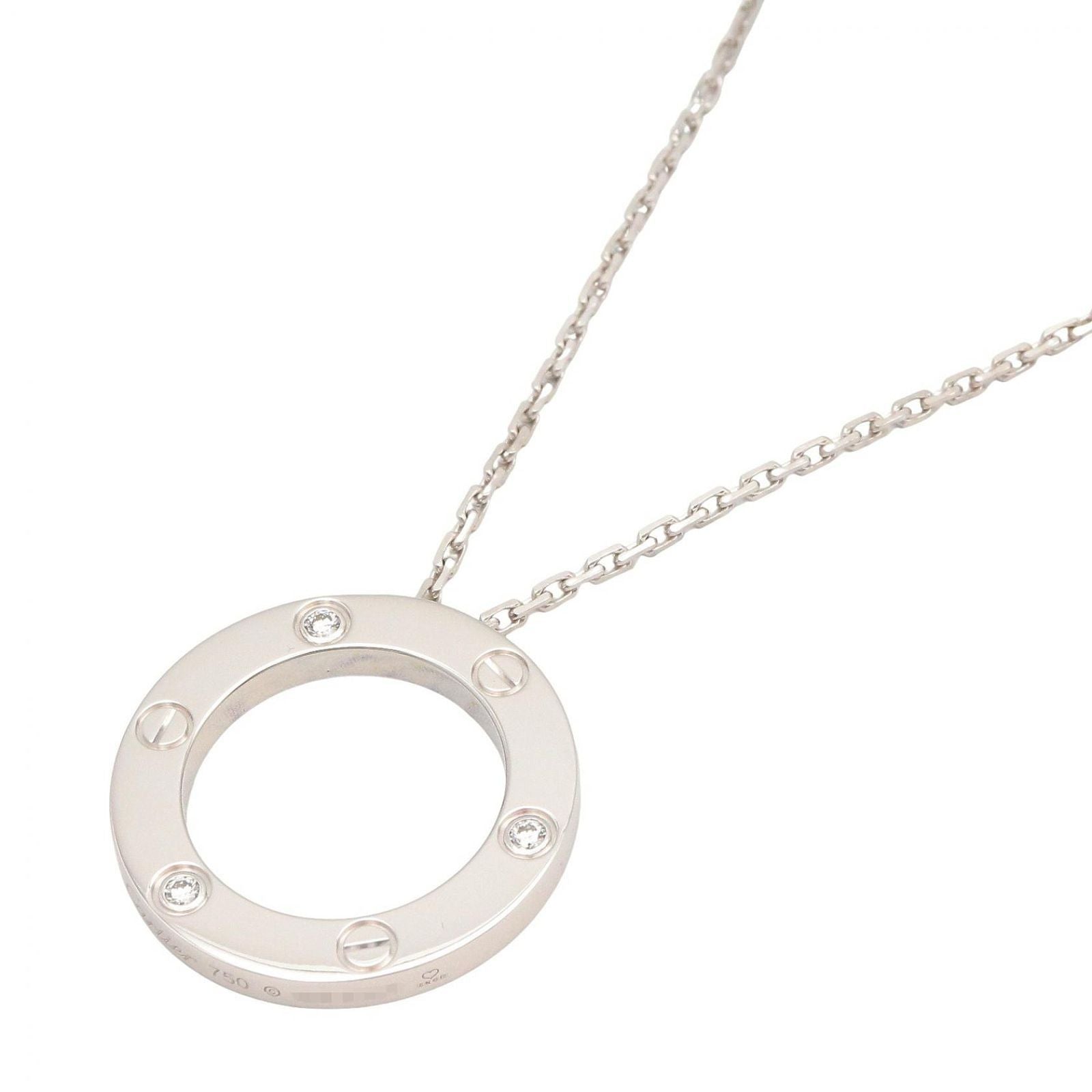 Cartier Necklace Love Circle 43 cm 18k White Gold Diamond