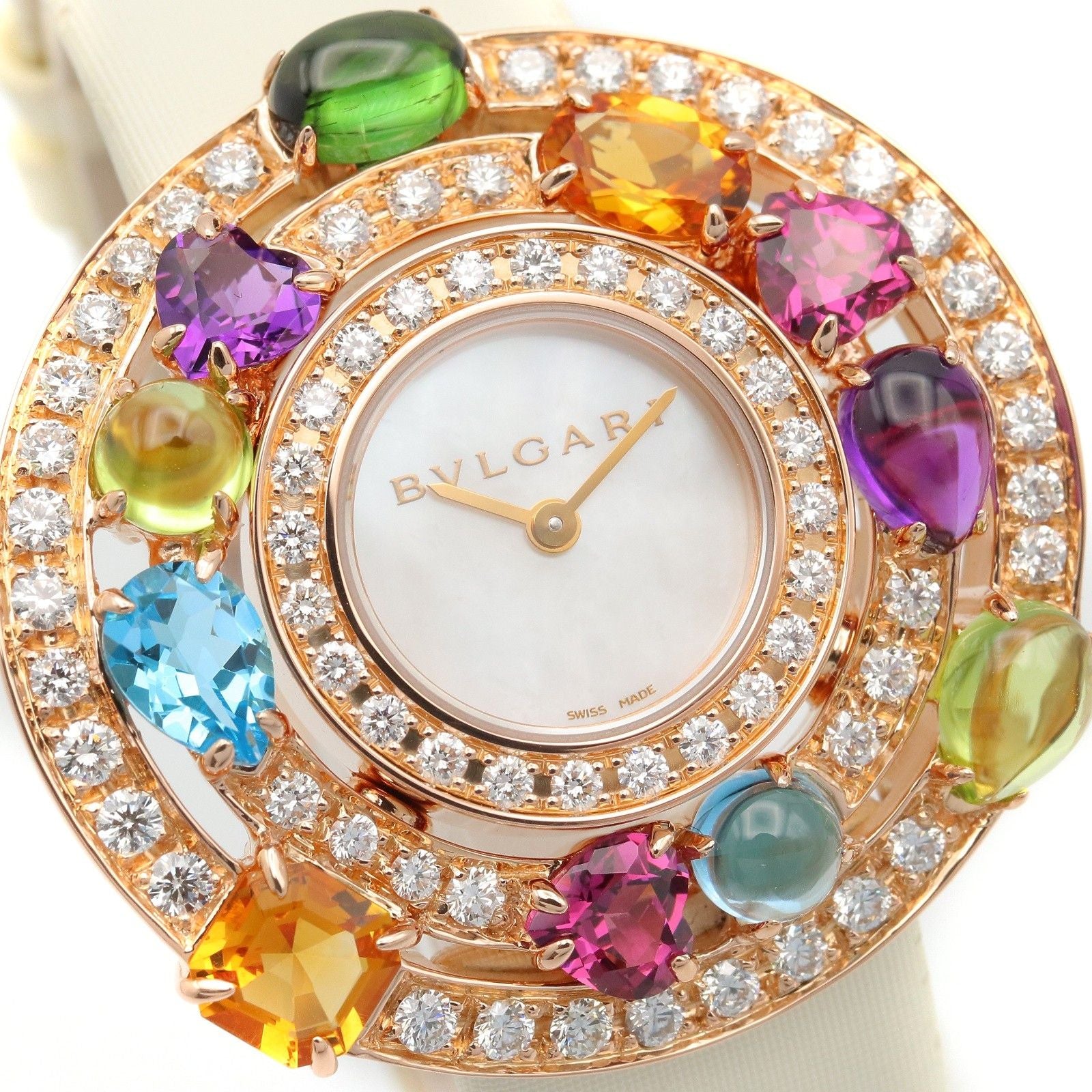 Bvlgari Watch Astra le Cerchi Diamond & Color Stone White Shell 18k Pink Gold — view 3