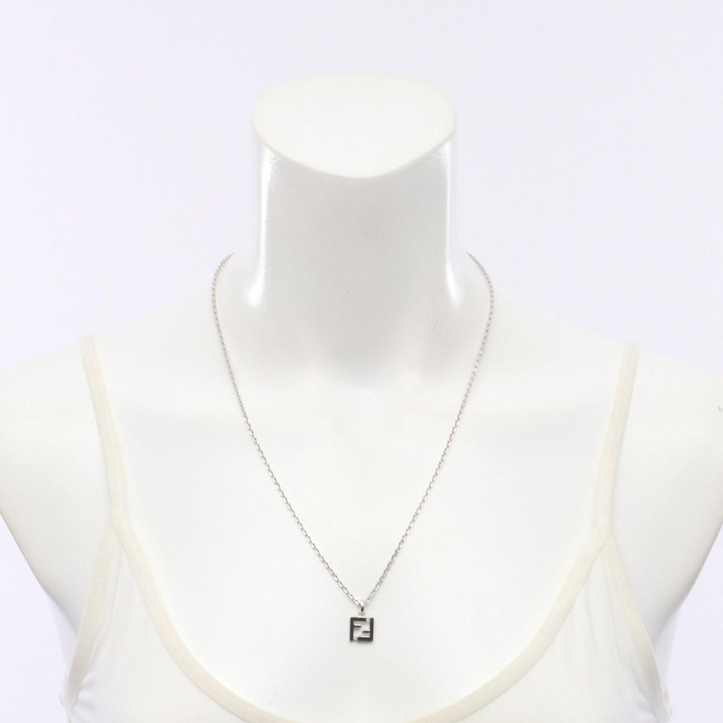 Fendi Necklace FF Black Silver Stainless Steel — view 5