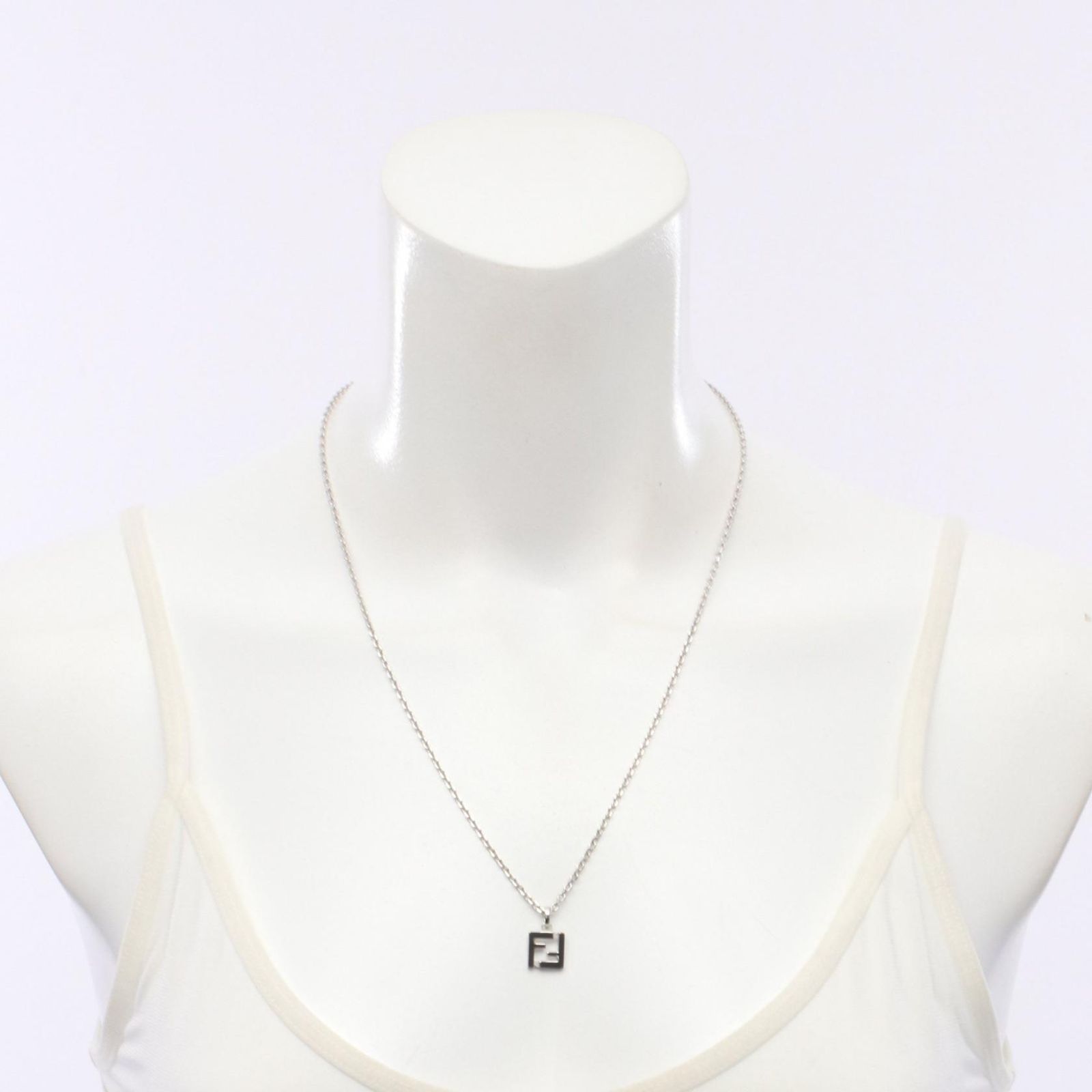 Fendi Necklace FF Black Silver Stainless Steel — view 5
