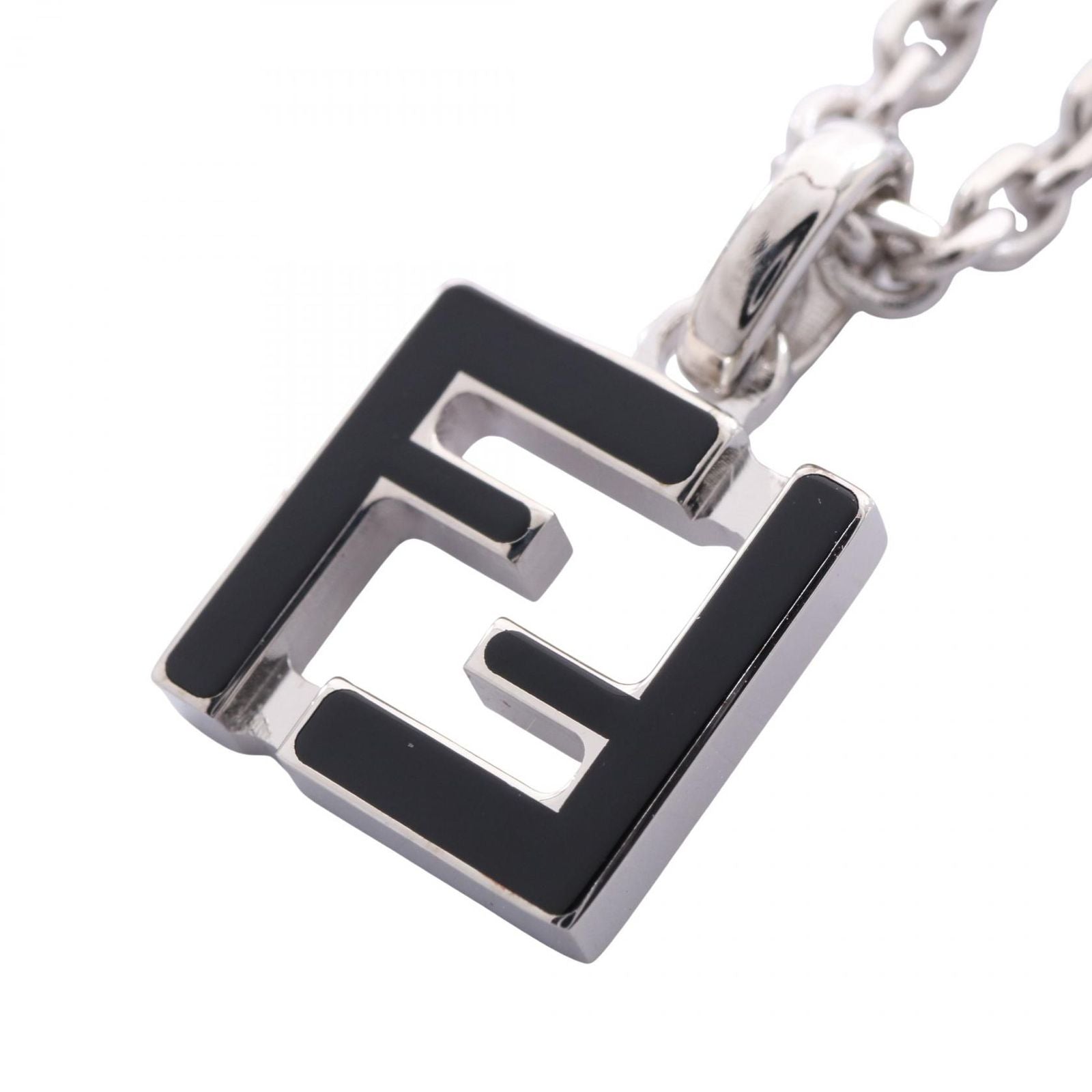 Fendi Necklace FF Black Silver Stainless Steel