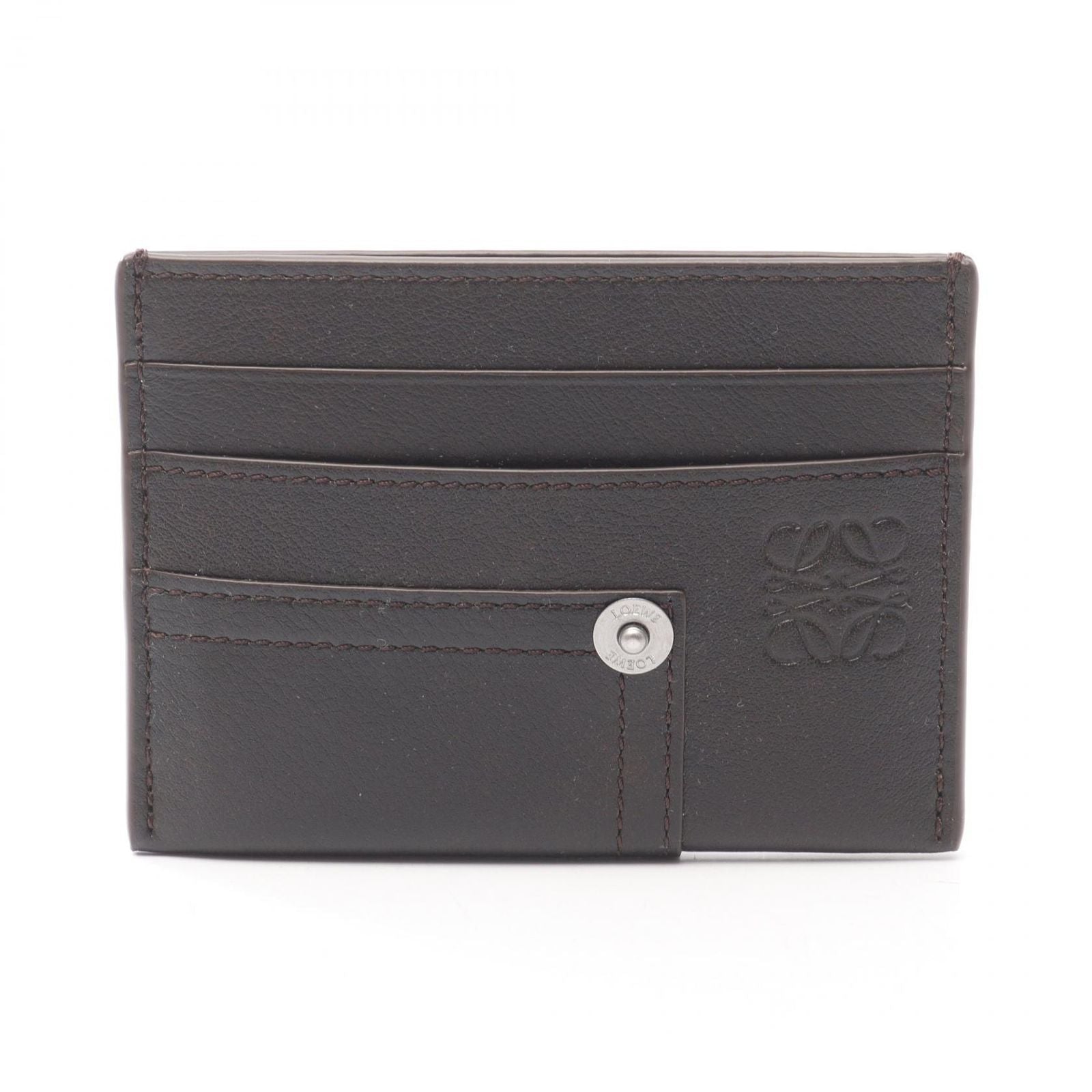Loewe Card Case Panta Plain Holder Vintage Brown Leather