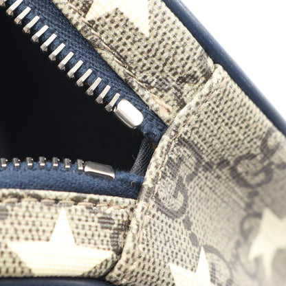 Gucci Waist Bag Children GG Supreme Star Kids Beige Navy Canvas Leather Round — view 7