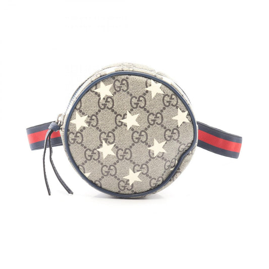 Gucci Waist Bag Children GG Supreme Star Kids Beige Navy Canvas Leather Round