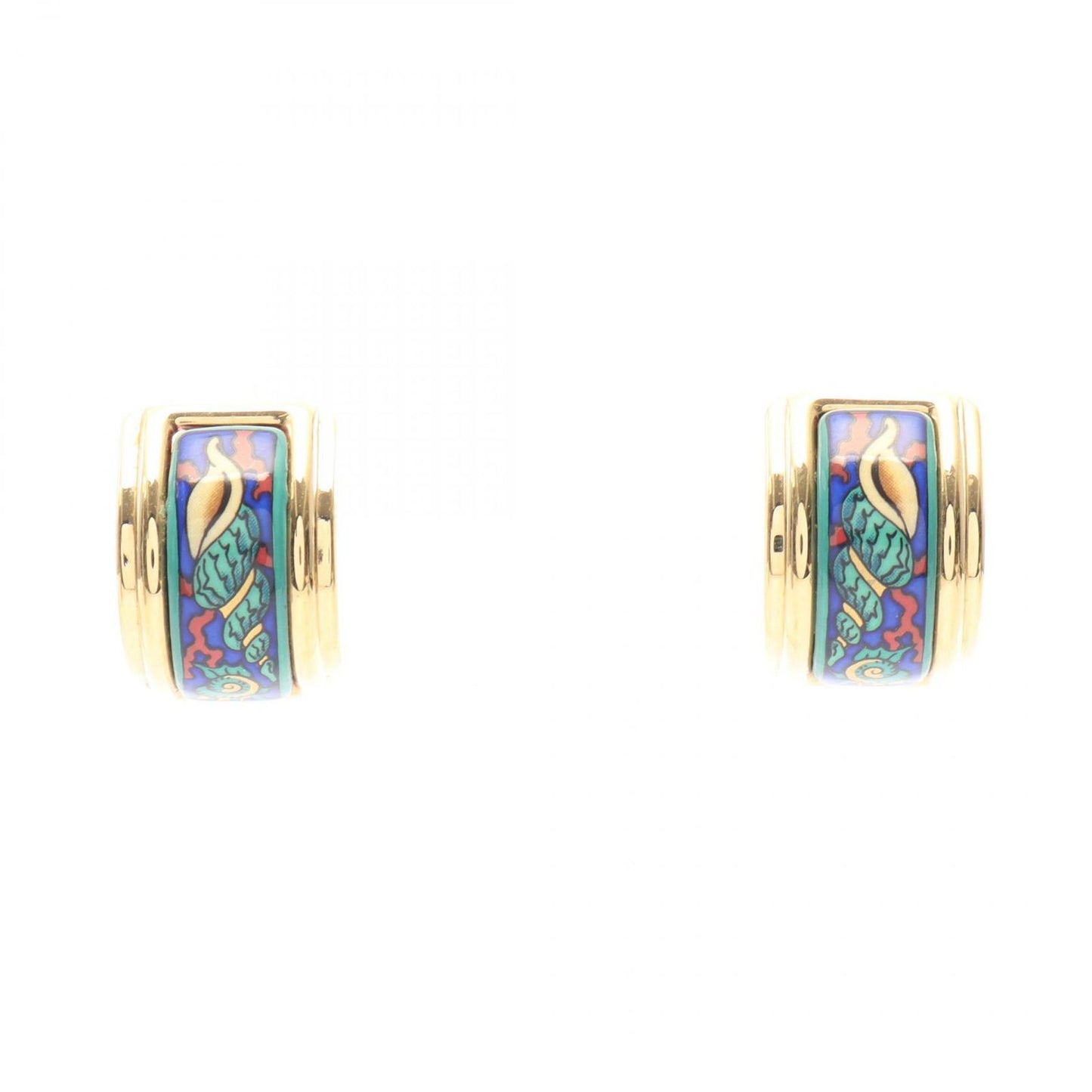 Hermes Earrings Enamel Gold