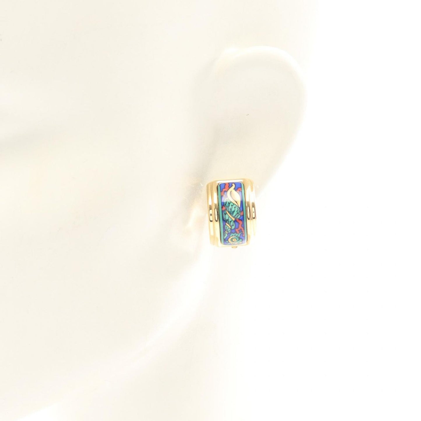 Hermes Earrings Enamel Gold — view 4