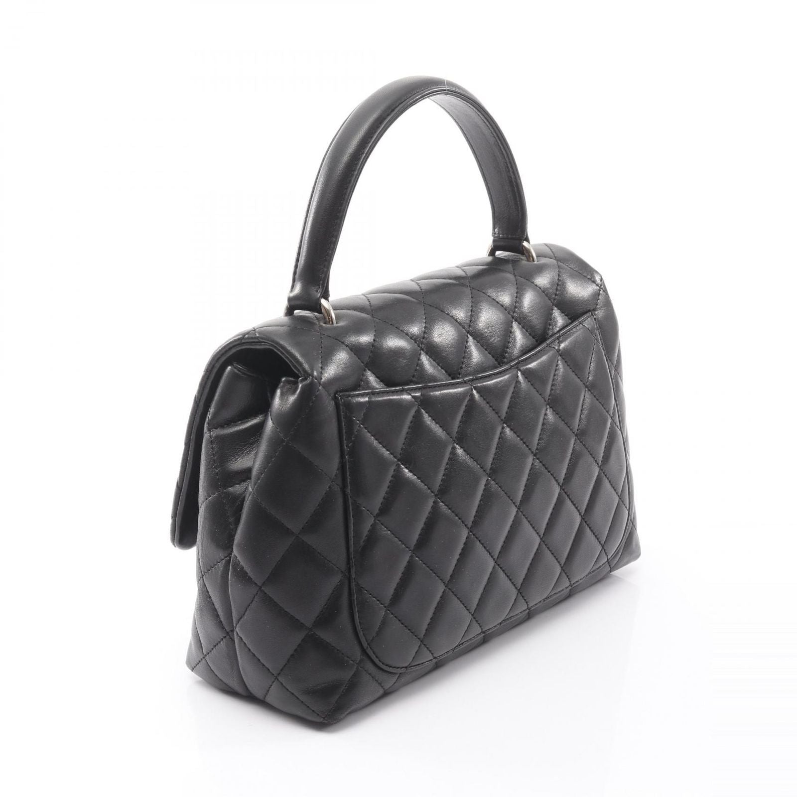 Chanel Handbag Quilted Top Handle Bag Black Lambskin — view 2