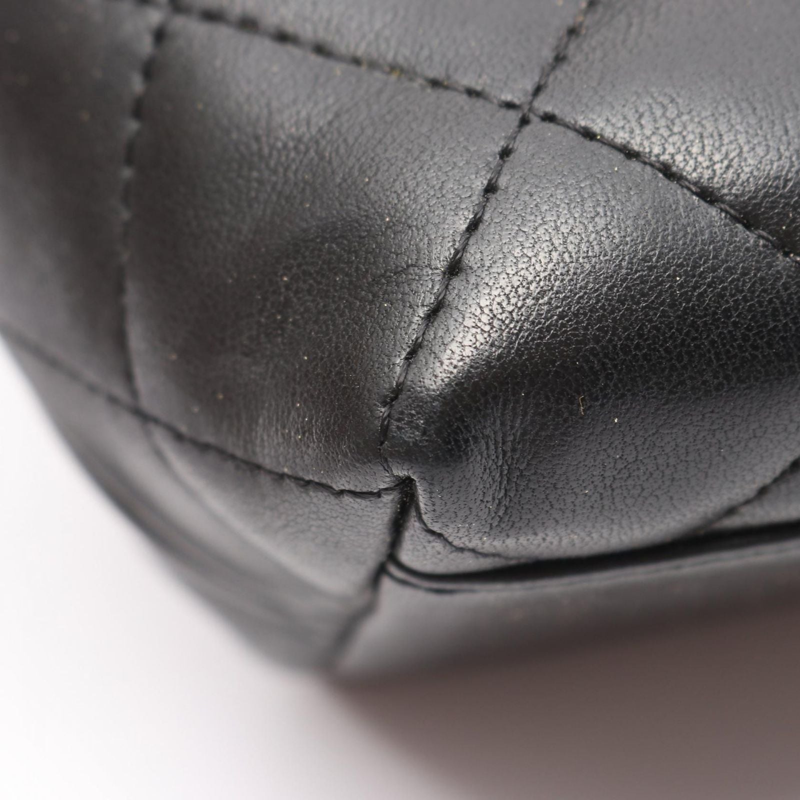 Chanel Handbag Quilted Top Handle Bag Black Lambskin — view 9
