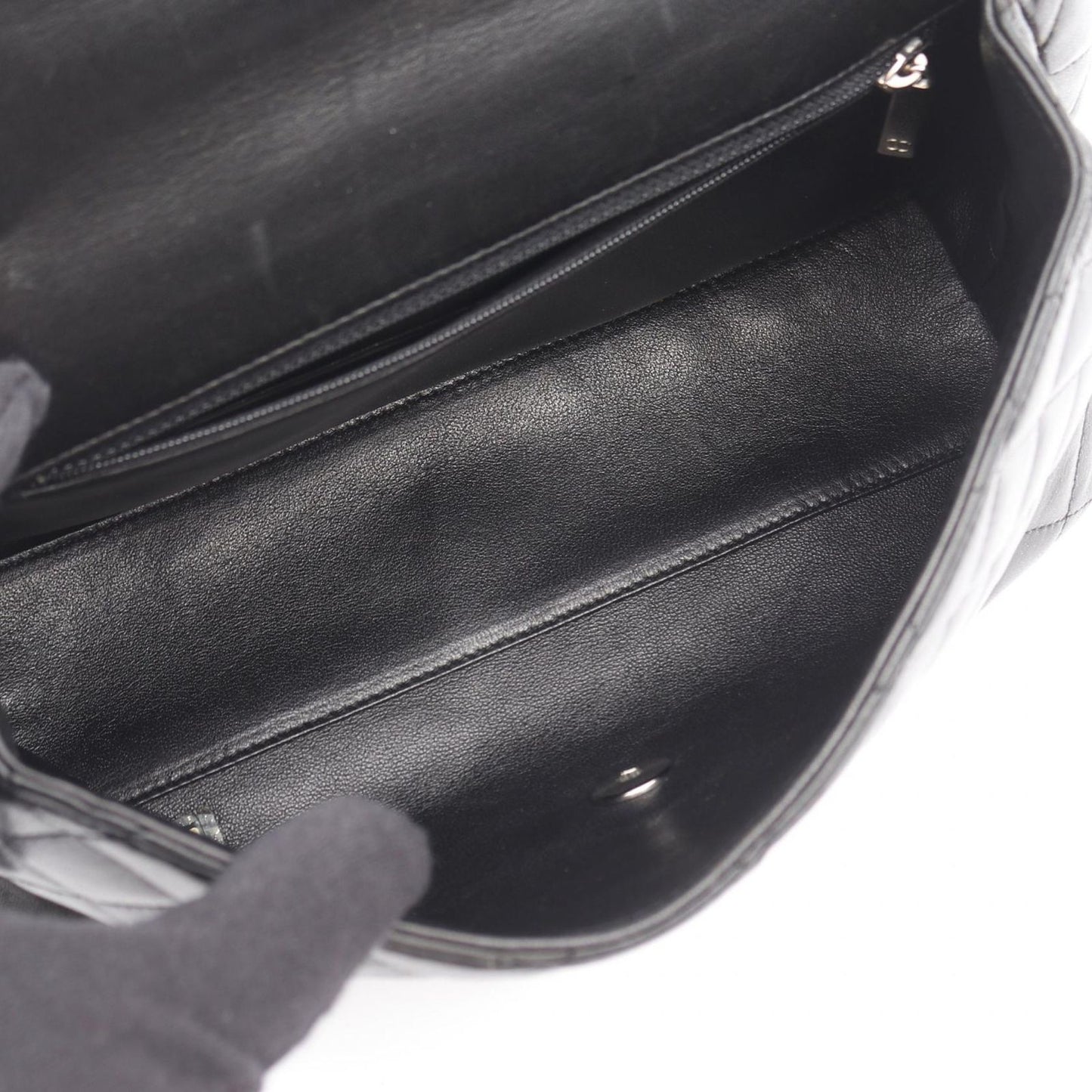 Chanel Handbag Quilted Top Handle Bag Black Lambskin — view 3