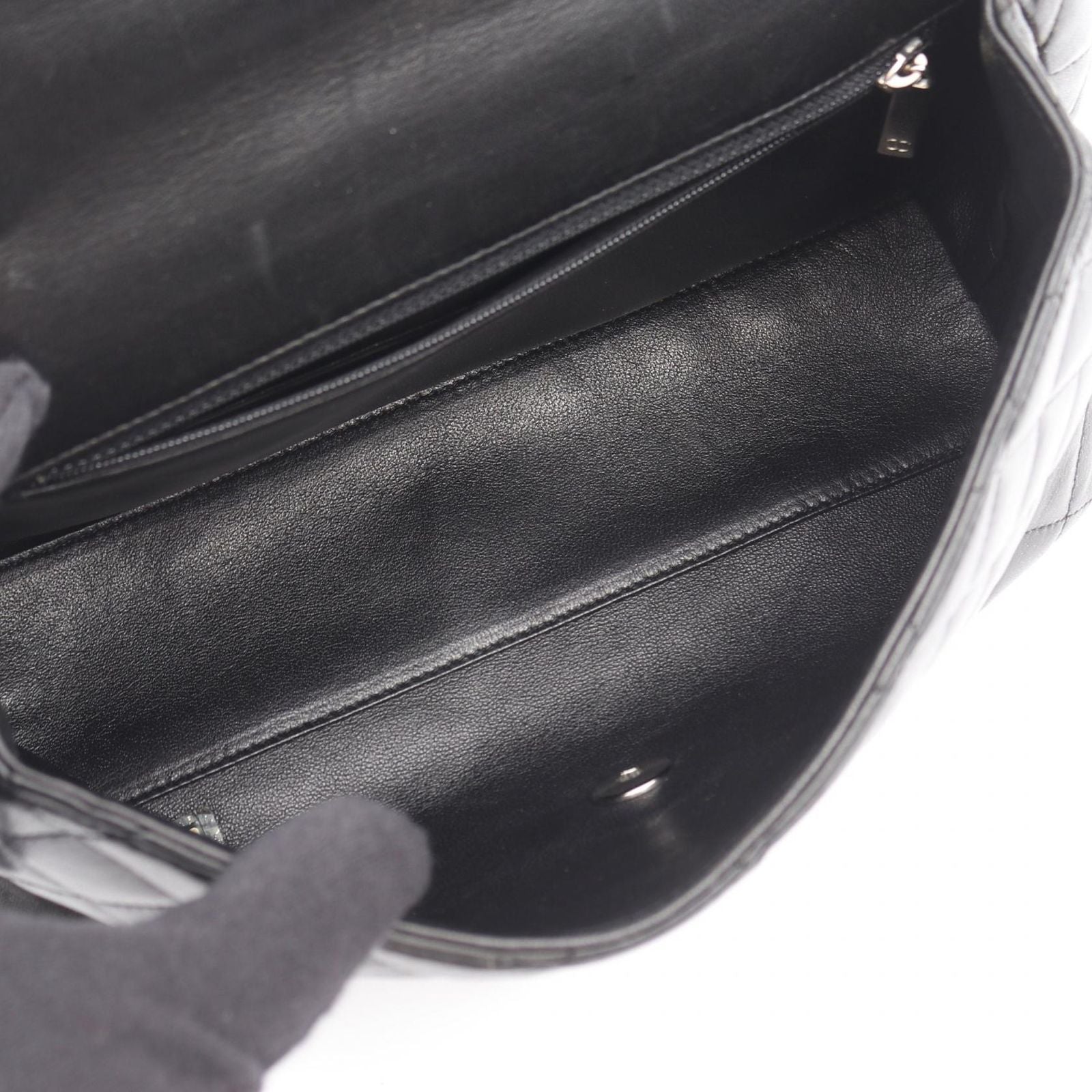 Chanel Handbag Quilted Top Handle Bag Black Lambskin — view 3
