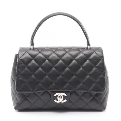 Chanel Handbag Quilted Top Handle Bag Black Lambskin