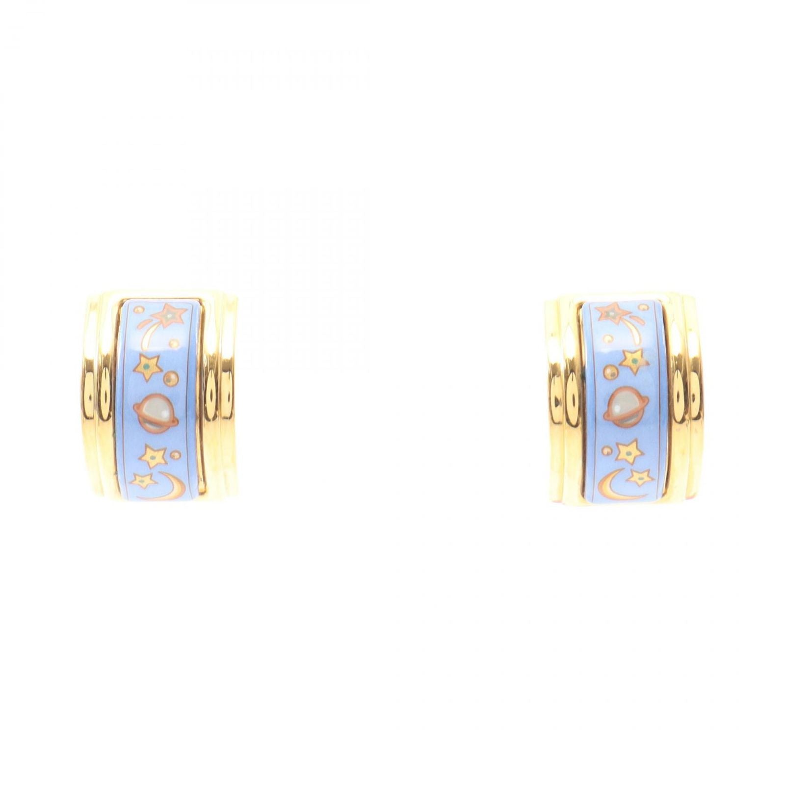 Hermes Earrings Enamel Gold