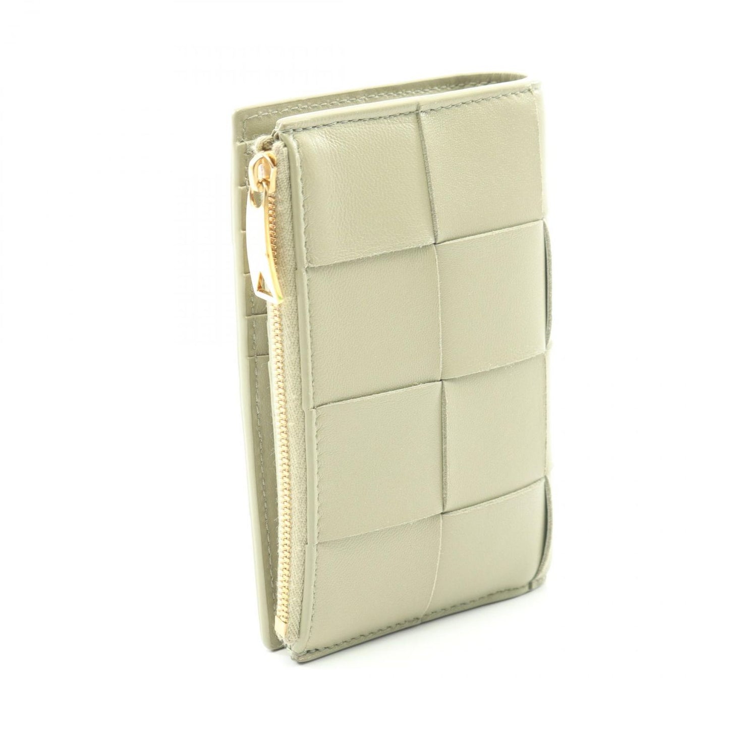 Bottega Veneta Bifold Wallet Cassette Maxi Intrecciato Khaki Green Leather — view 2