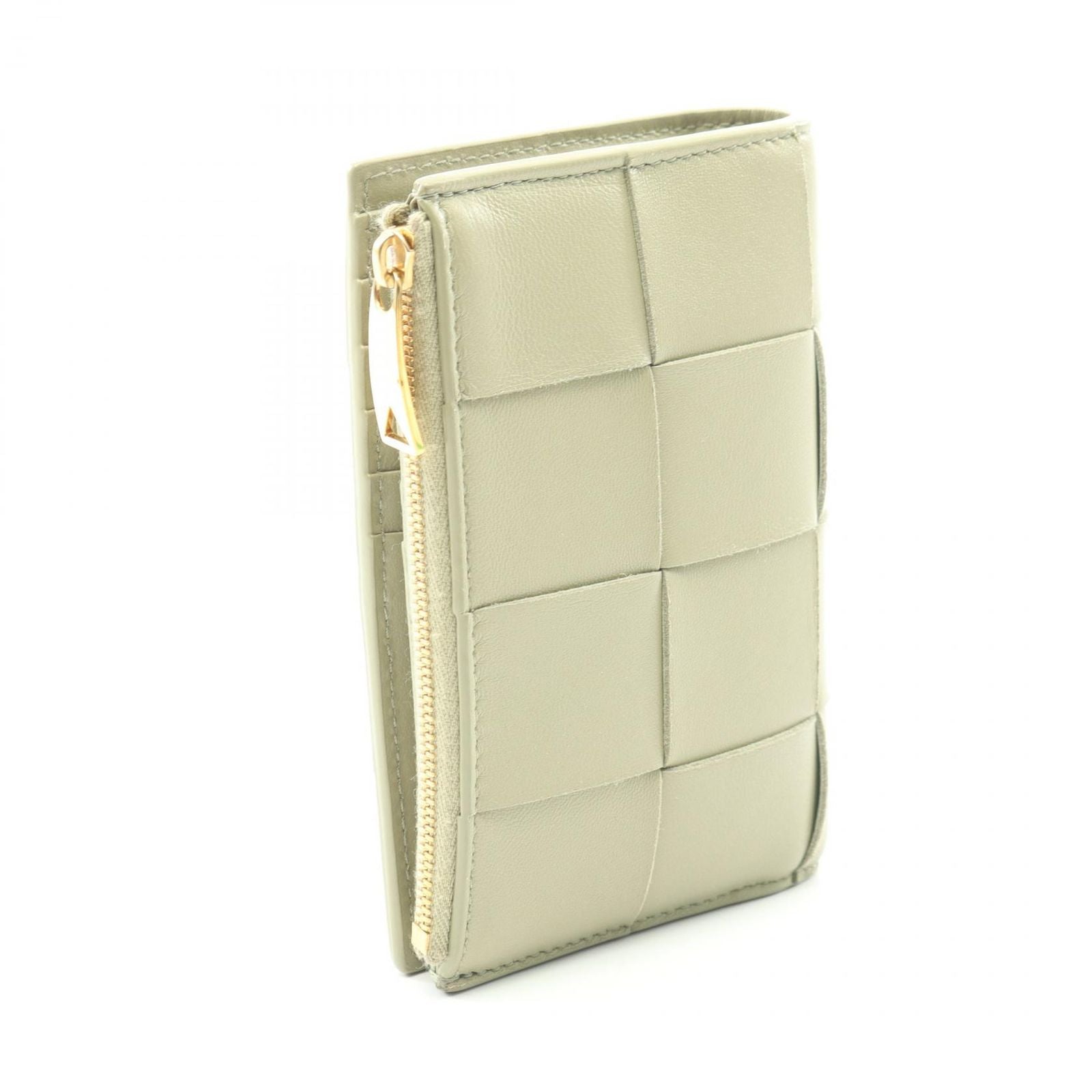 Bottega Veneta Bifold Wallet Cassette Maxi Intrecciato Khaki Green Leather — view 2