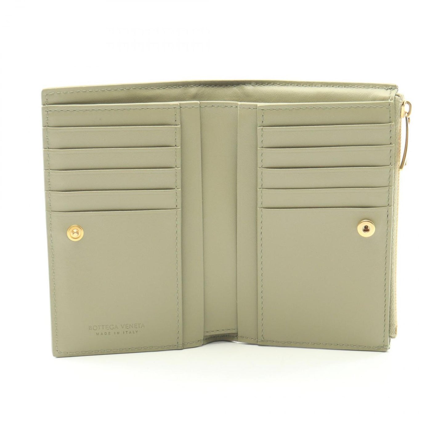 Bottega Veneta Bifold Wallet Cassette Maxi Intrecciato Khaki Green Leather — view 3
