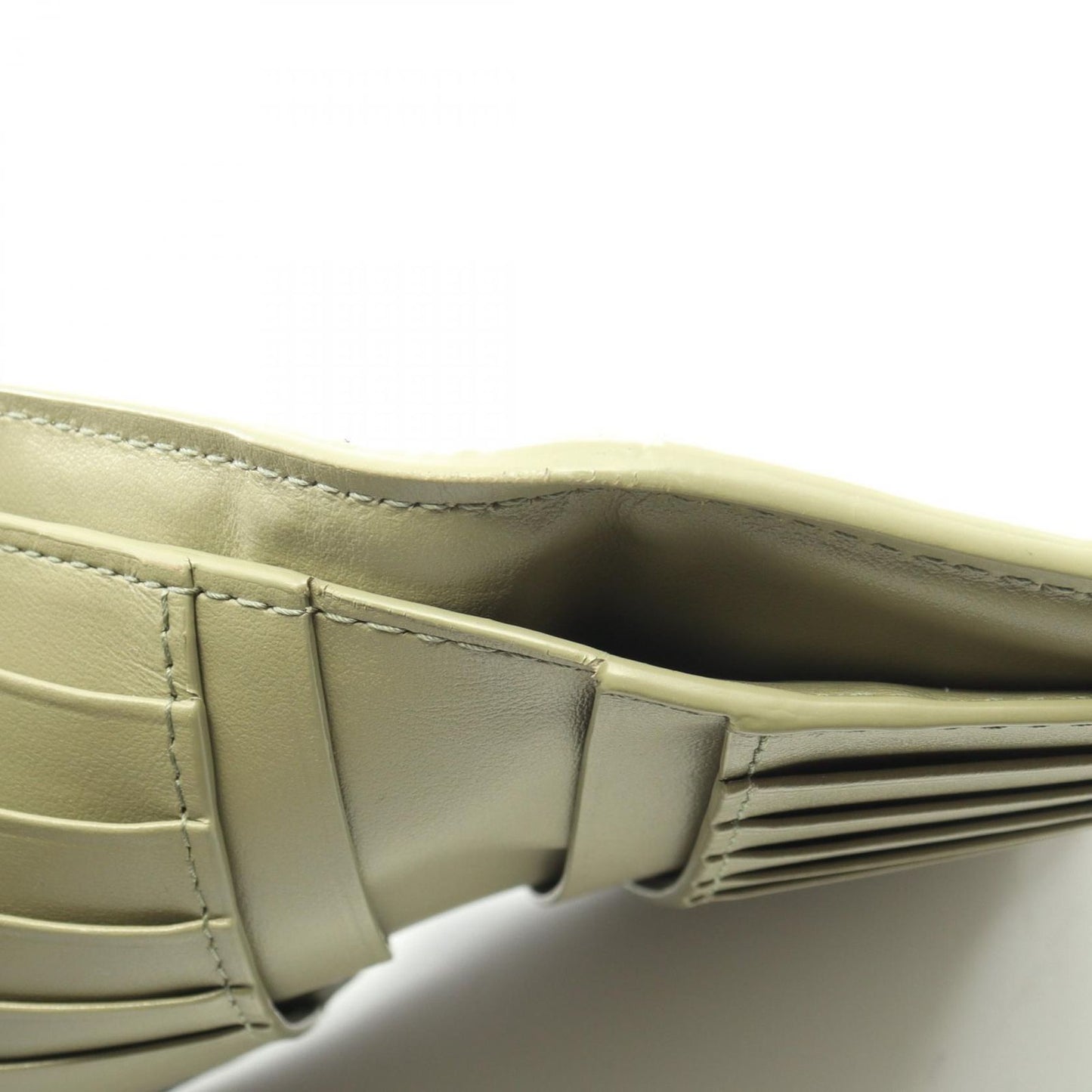 Bottega Veneta Bifold Wallet Cassette Maxi Intrecciato Khaki Green Leather — view 6