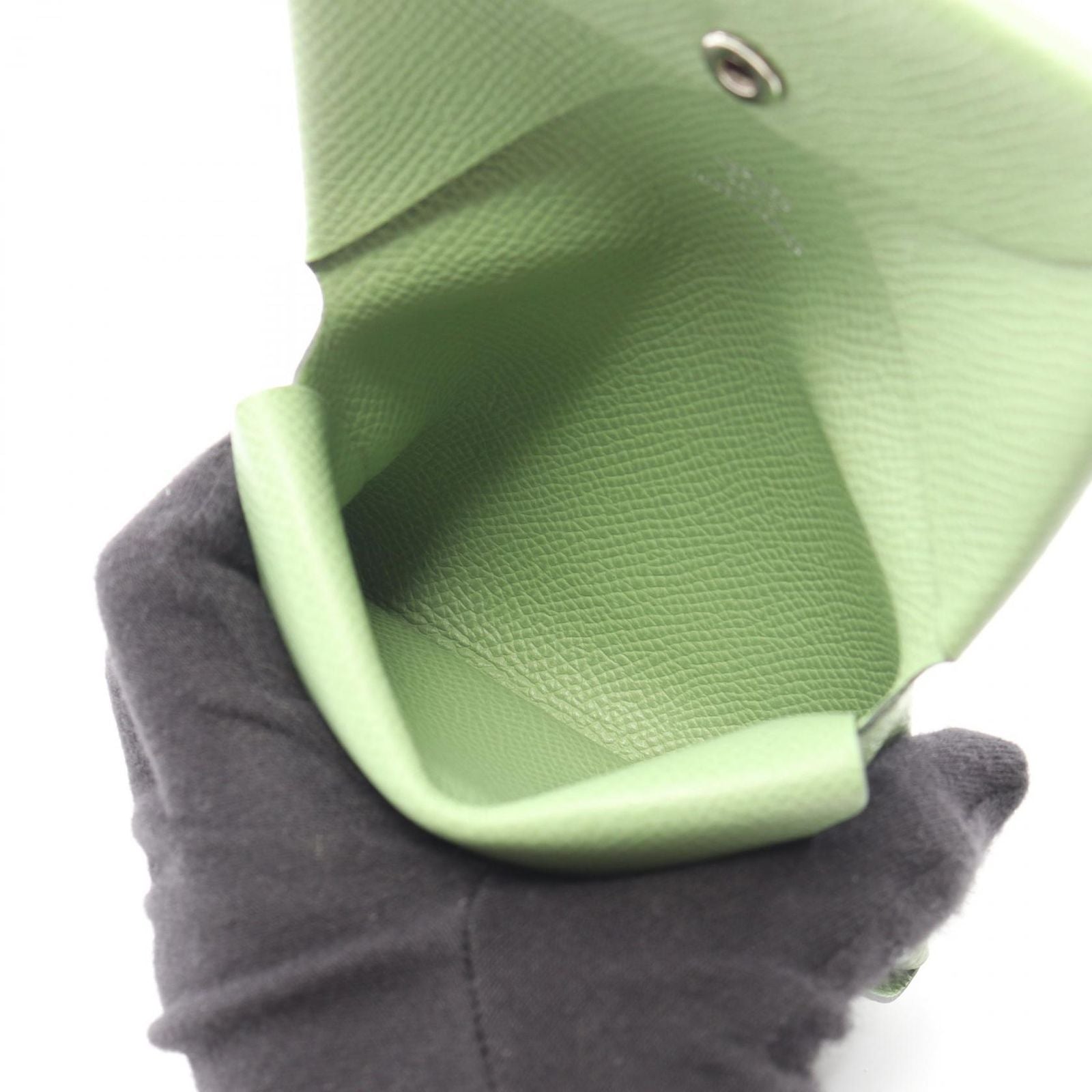 Hermes Coin Case Calvi Duo Vert Cricket Leather — view 3