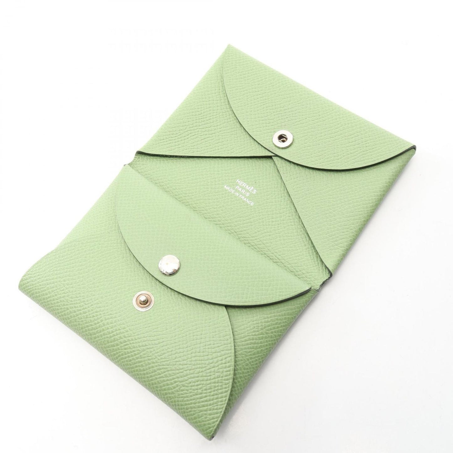 Hermes Coin Case Calvi Duo Vert Cricket Leather — view 5