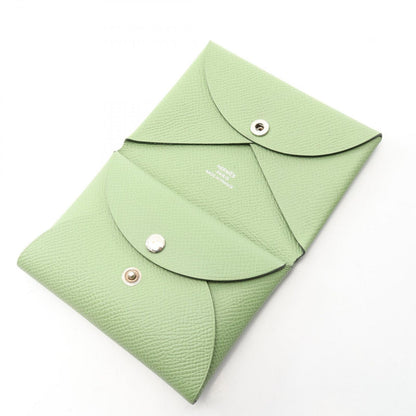 Hermes Coin Case Calvi Duo Vert Cricket Leather — view 5