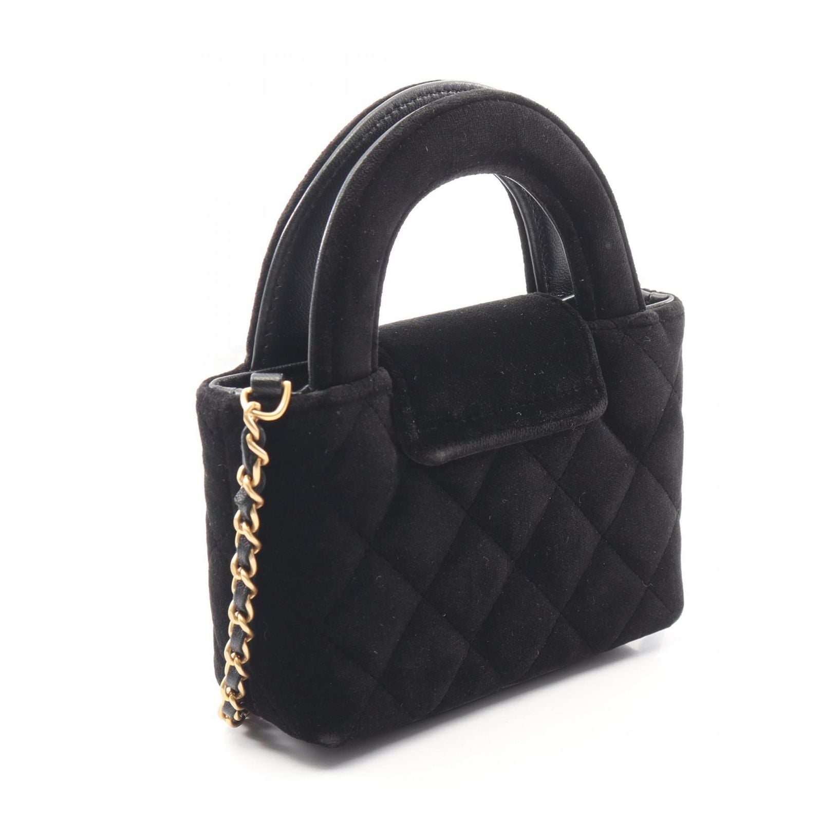 Chanel Shoulder Bag Quilted 2-Way Black Fabric Kelly Nano — view 2