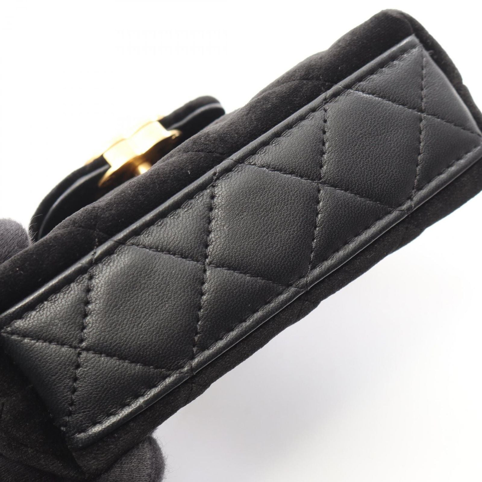 Chanel Shoulder Bag Quilted 2-Way Black Fabric Kelly Nano — view 8