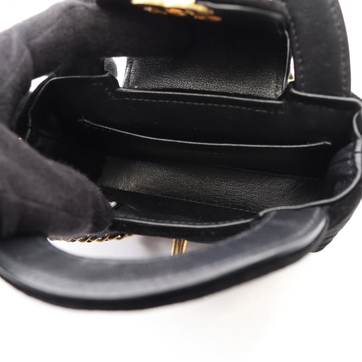 Chanel Shoulder Bag Quilted 2-Way Black Fabric Kelly Nano — view 3