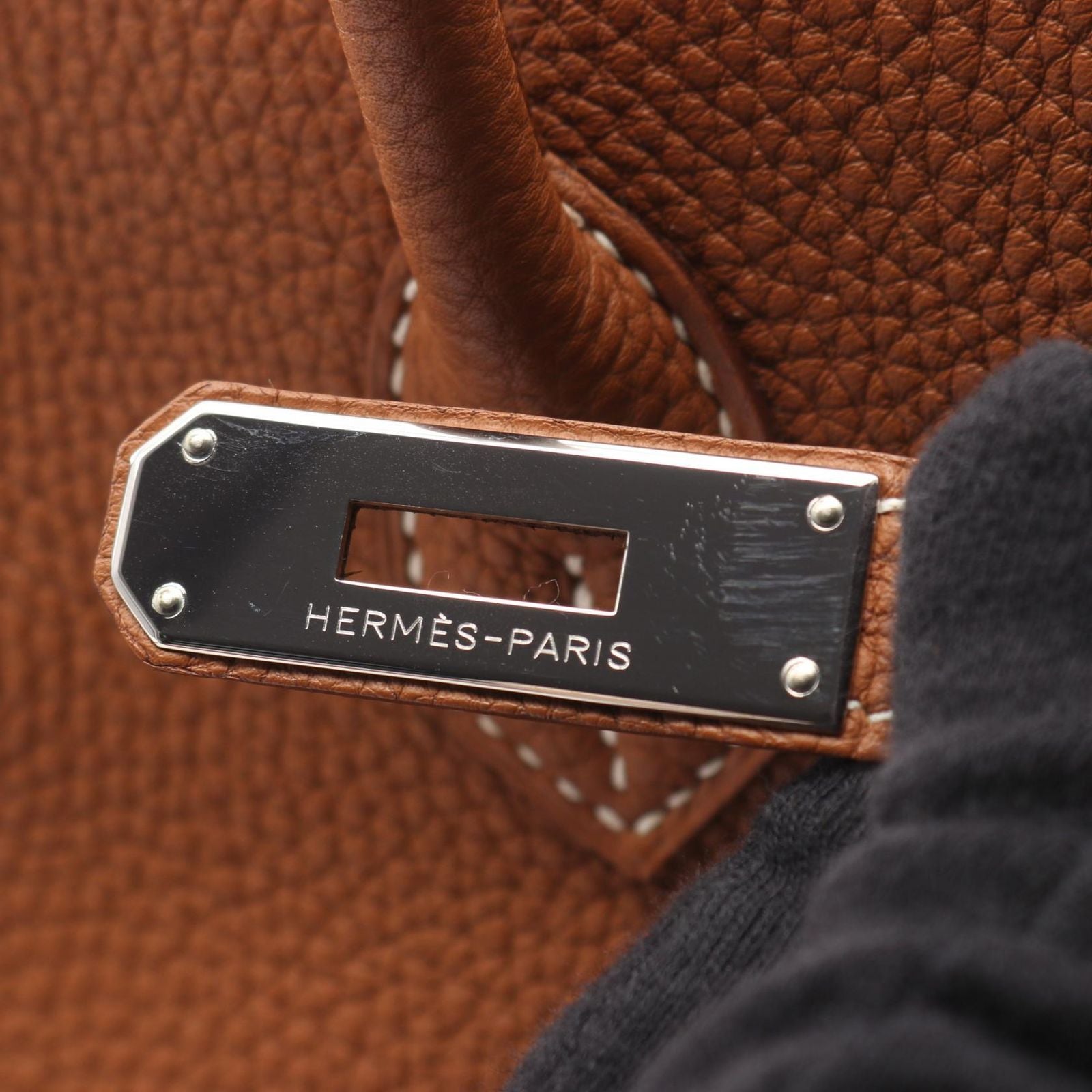 Hermes Handbag Birkin 40 Gold Leather — view 8