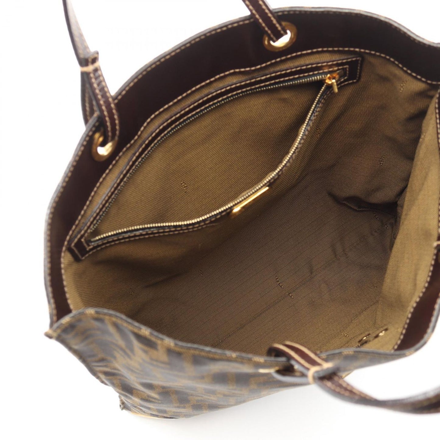 Fendi Tote Zucca Black Brown Nylon Leather — view 3