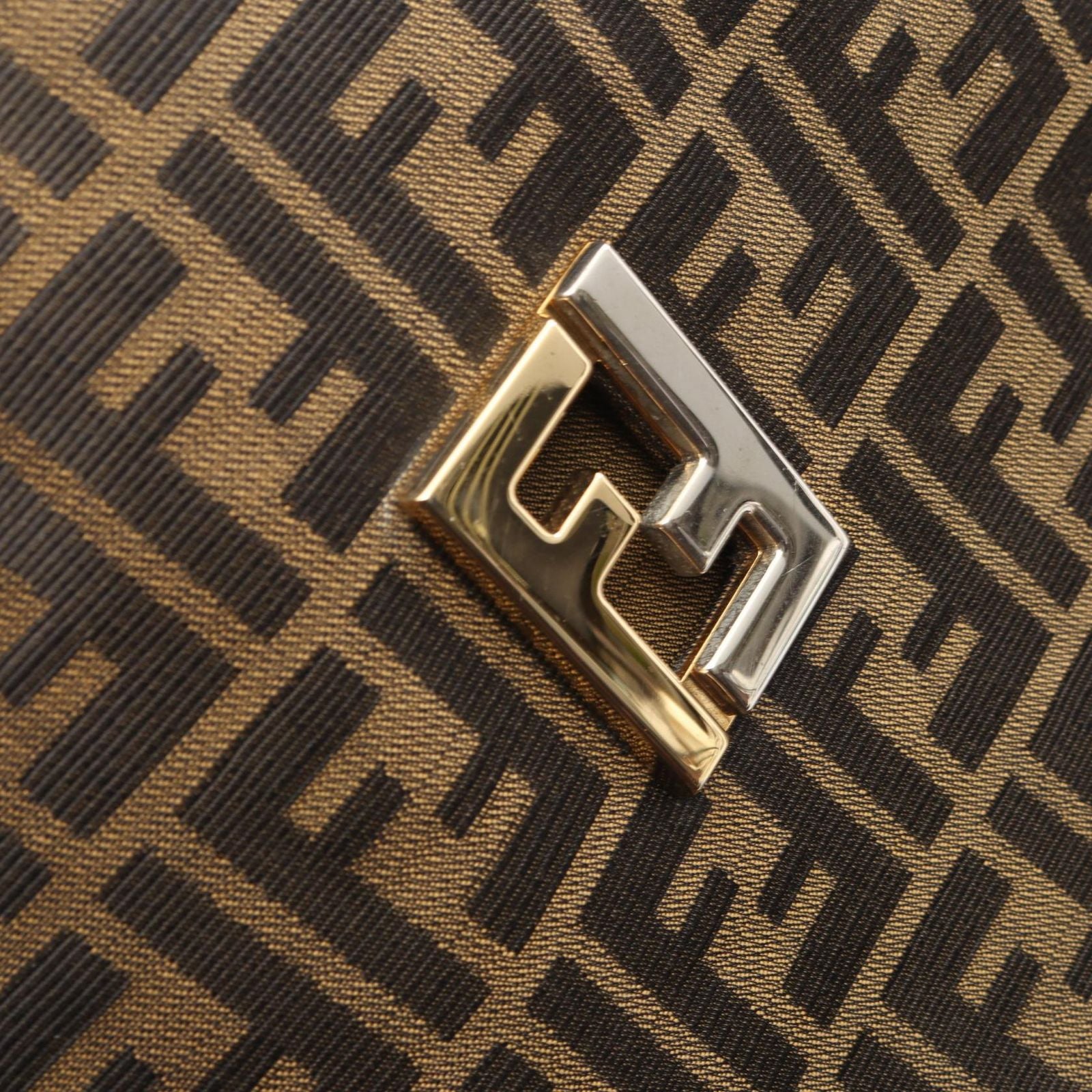 Fendi Tote Zucca Black Brown Nylon Leather — view 7