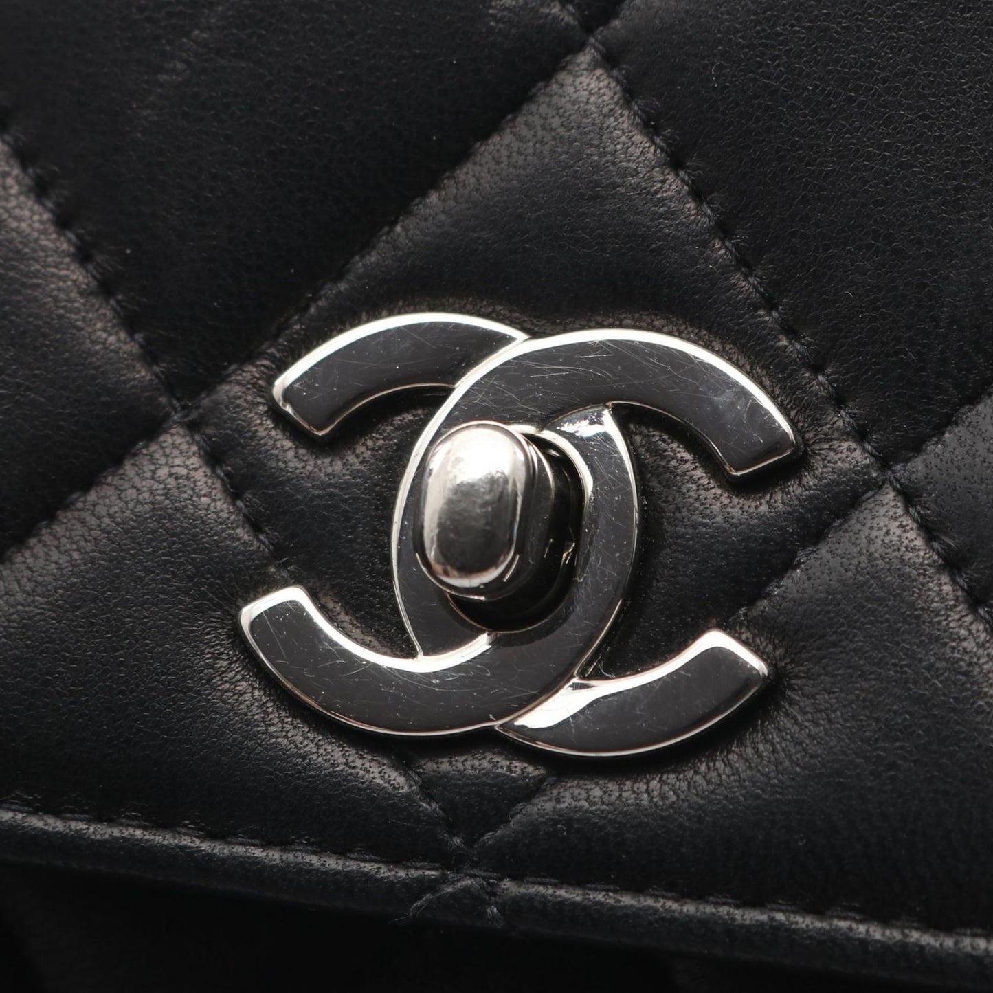 Chanel Shoulder Bag Quilted Black Lambskin — view 8