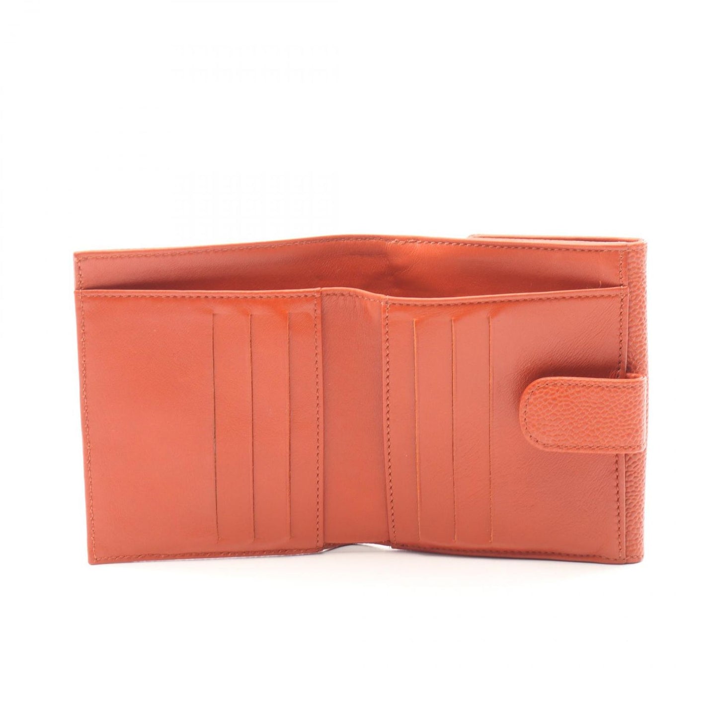 Chanel Hook Wallet CC Logo Orange Caviar Leather CC — view 3