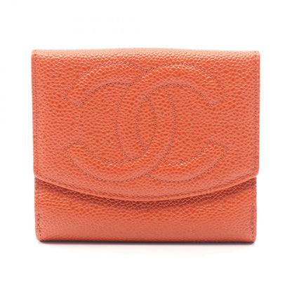 Chanel Hook Wallet CC Logo Orange Caviar Leather CC