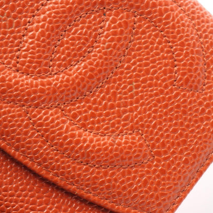 Chanel Hook Wallet CC Logo Orange Caviar Leather CC — view 9