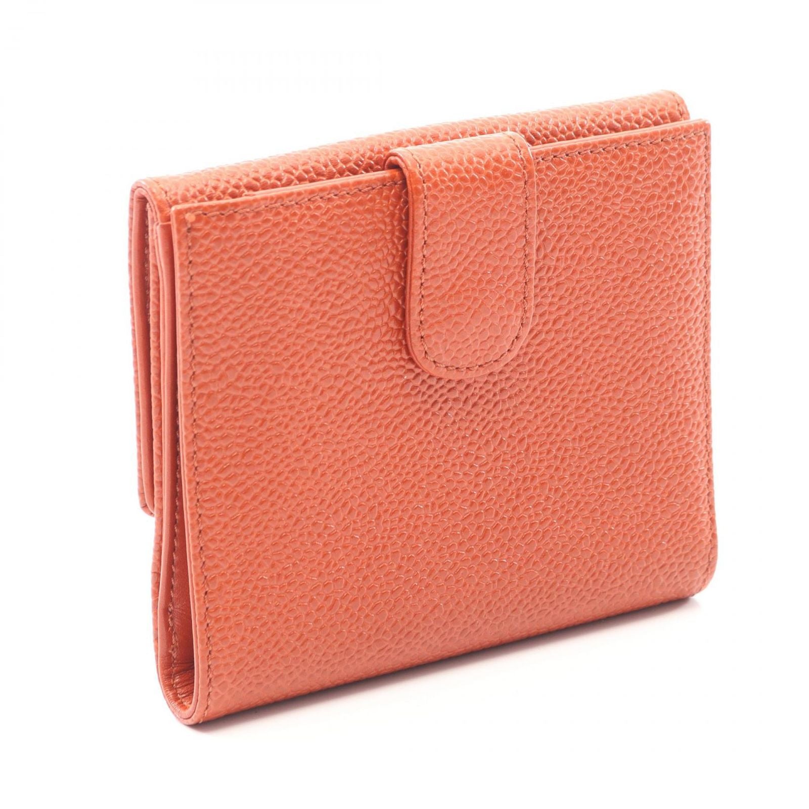 Chanel Hook Wallet CC Logo Orange Caviar Leather CC — view 2