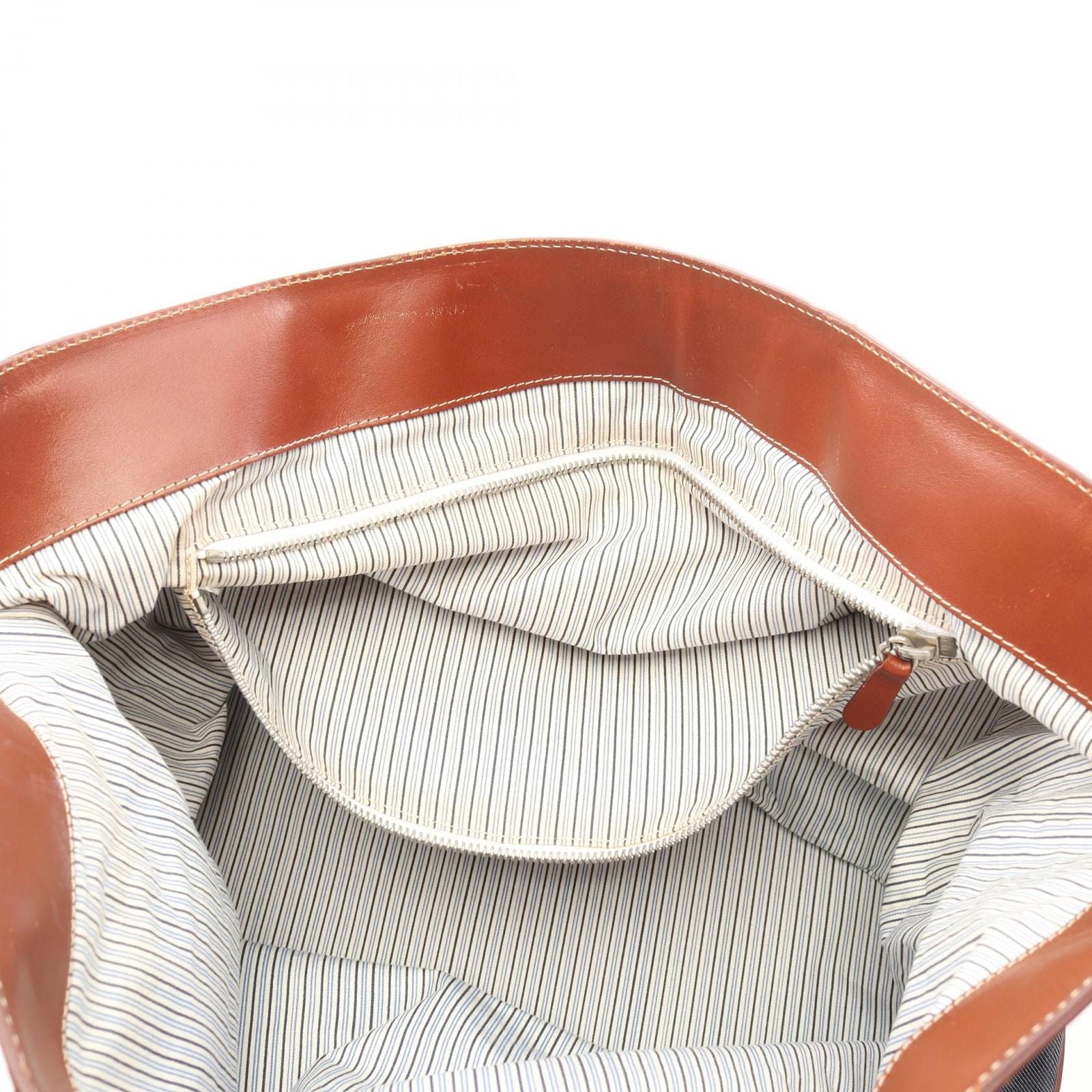 Celine Tote Floral Indigo Blue Brown Denim Leather — view 5