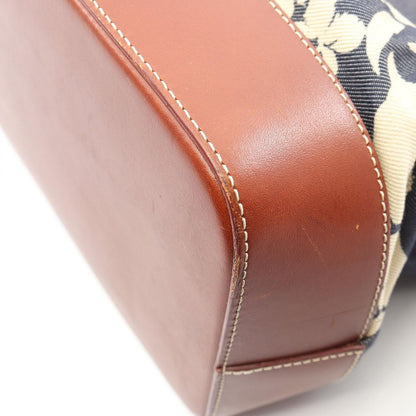 Celine Tote Floral Indigo Blue Brown Denim Leather — view 7