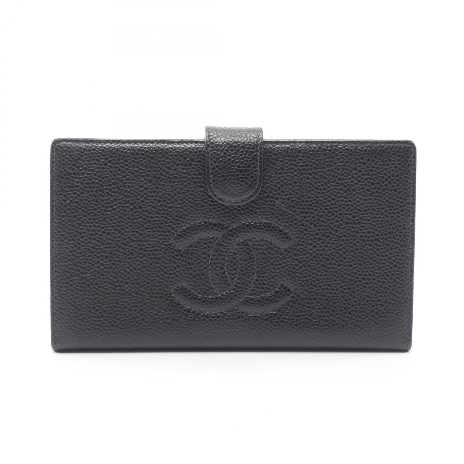 Chanel Bifold Wallet CC Logo Black Caviar Leather