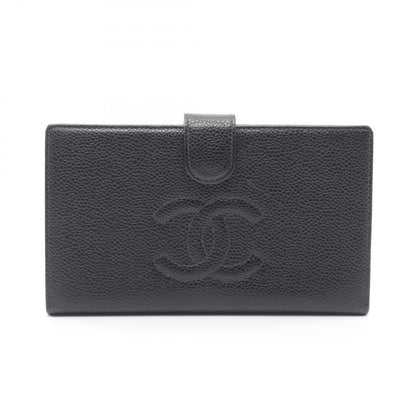 Chanel Bifold Wallet CC Logo Black Caviar Leather