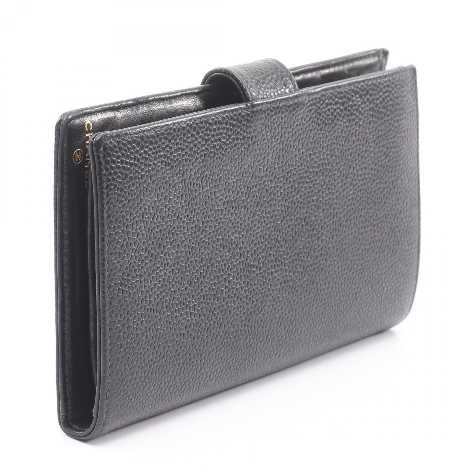 Chanel Bifold Wallet CC Logo Black Caviar Leather — view 2