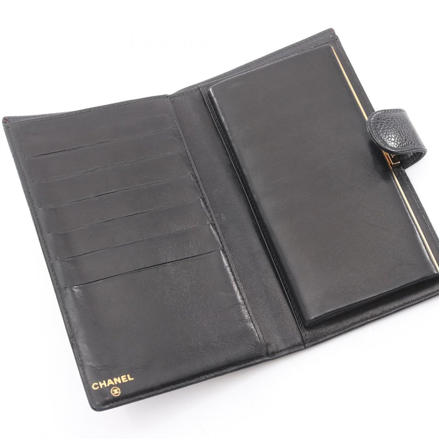 Chanel Bifold Wallet CC Logo Black Caviar Leather — view 3