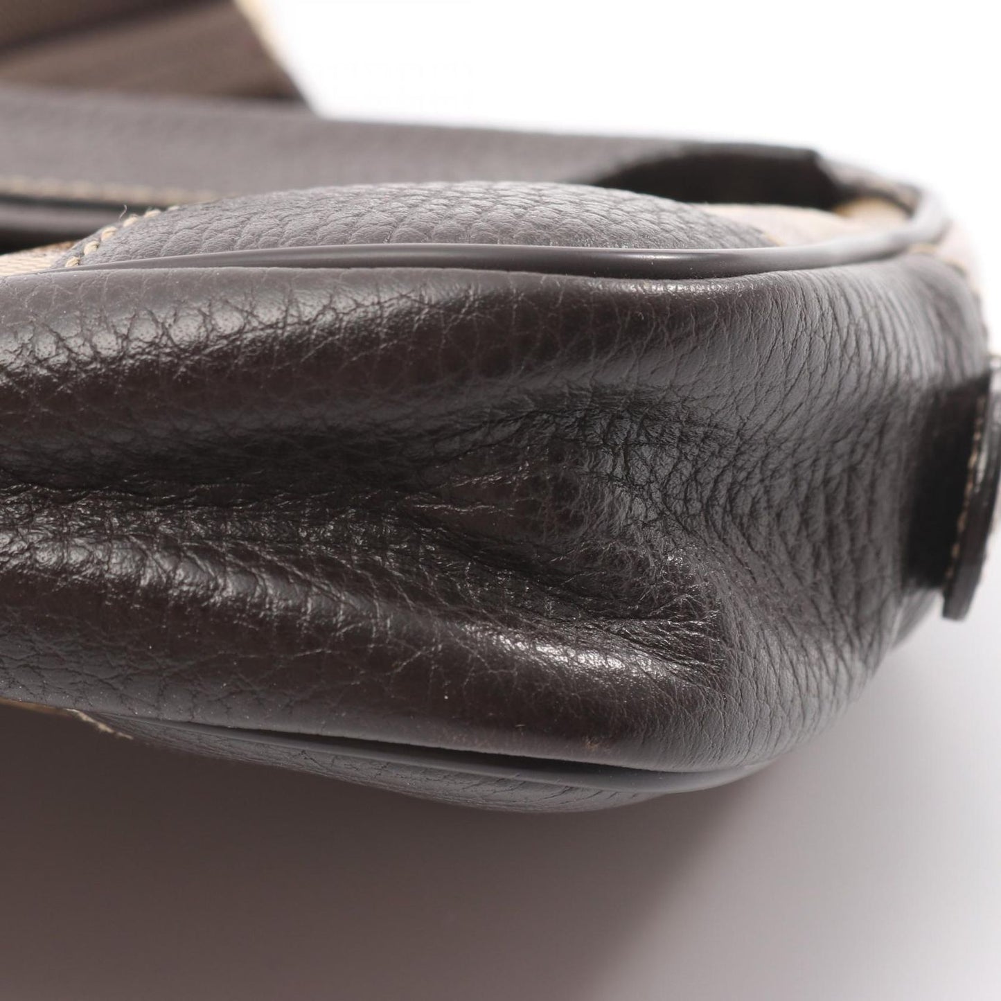 Gucci Waist Bag GG Crystal Beige Dark Brown Canvas Leather — view 6