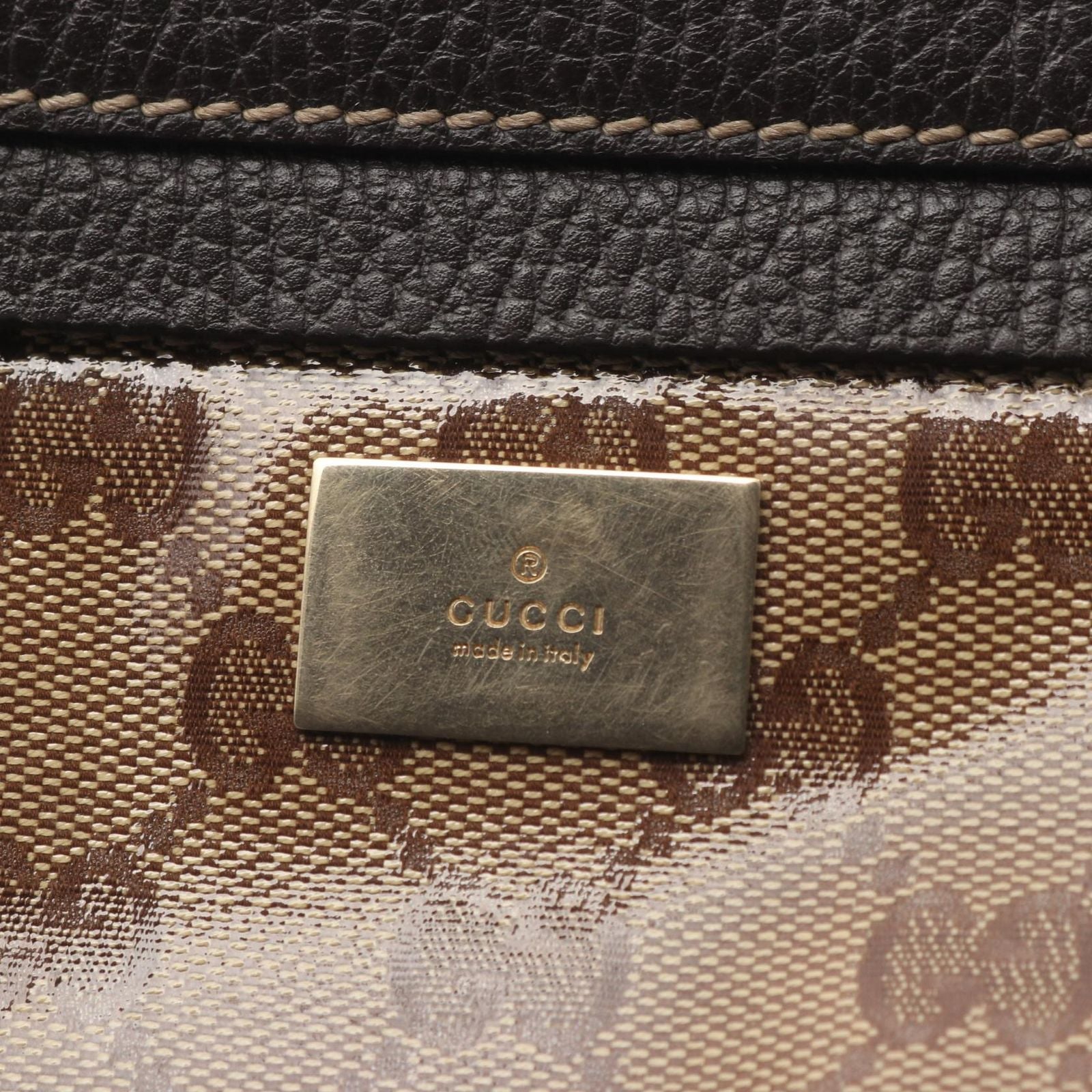 Gucci Waist Bag GG Crystal Beige Dark Brown Canvas Leather — view 7