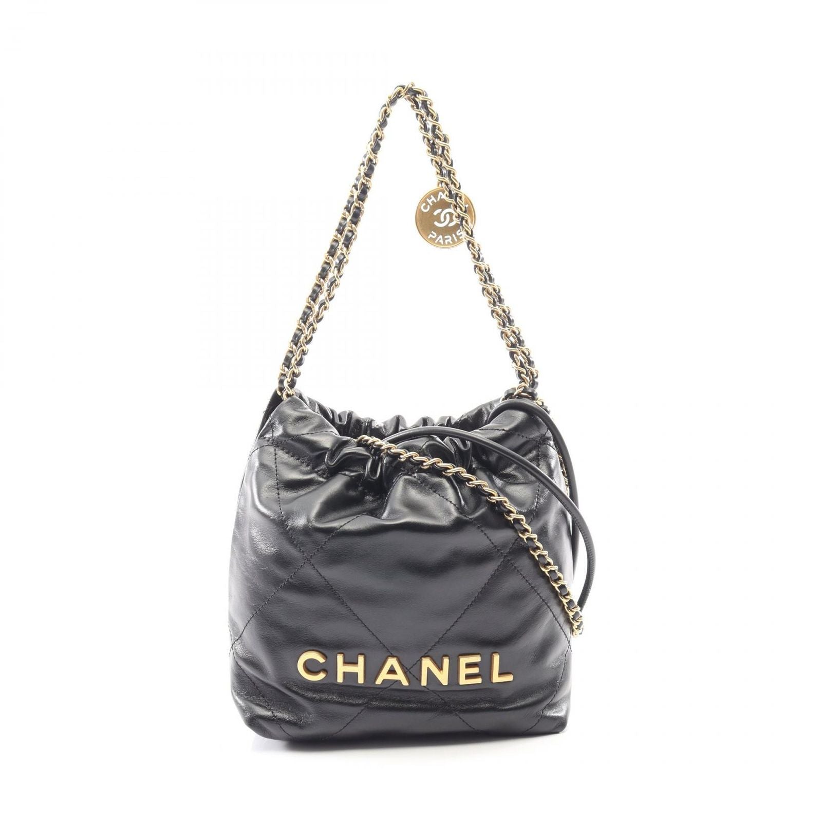 Chanel Shoulder Bag 22 Mini Black Leather 22 Quilted Chain
