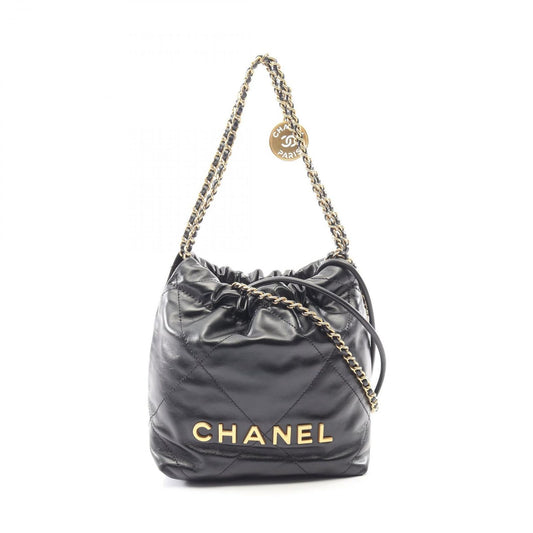 Chanel Shoulder Bag 22 Mini Black Leather 22 Quilted Chain