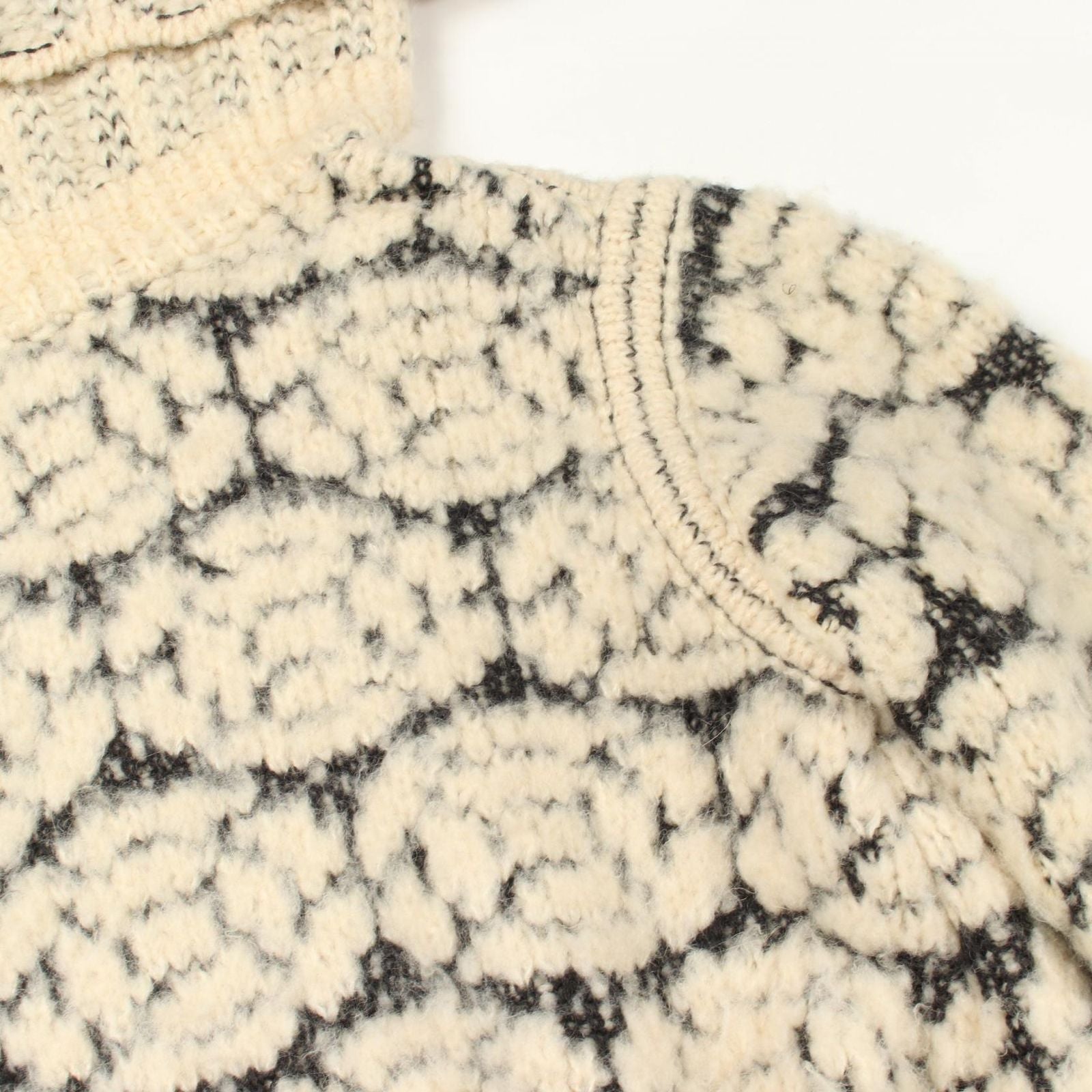 Chanel Knit Camellia All Over Pattern Turtleneck Wool Sweater — view 8