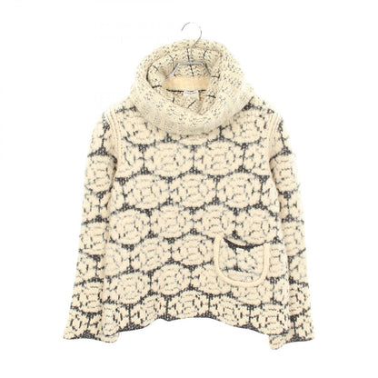 Chanel Knit Camellia All Over Pattern Turtleneck Wool Sweater